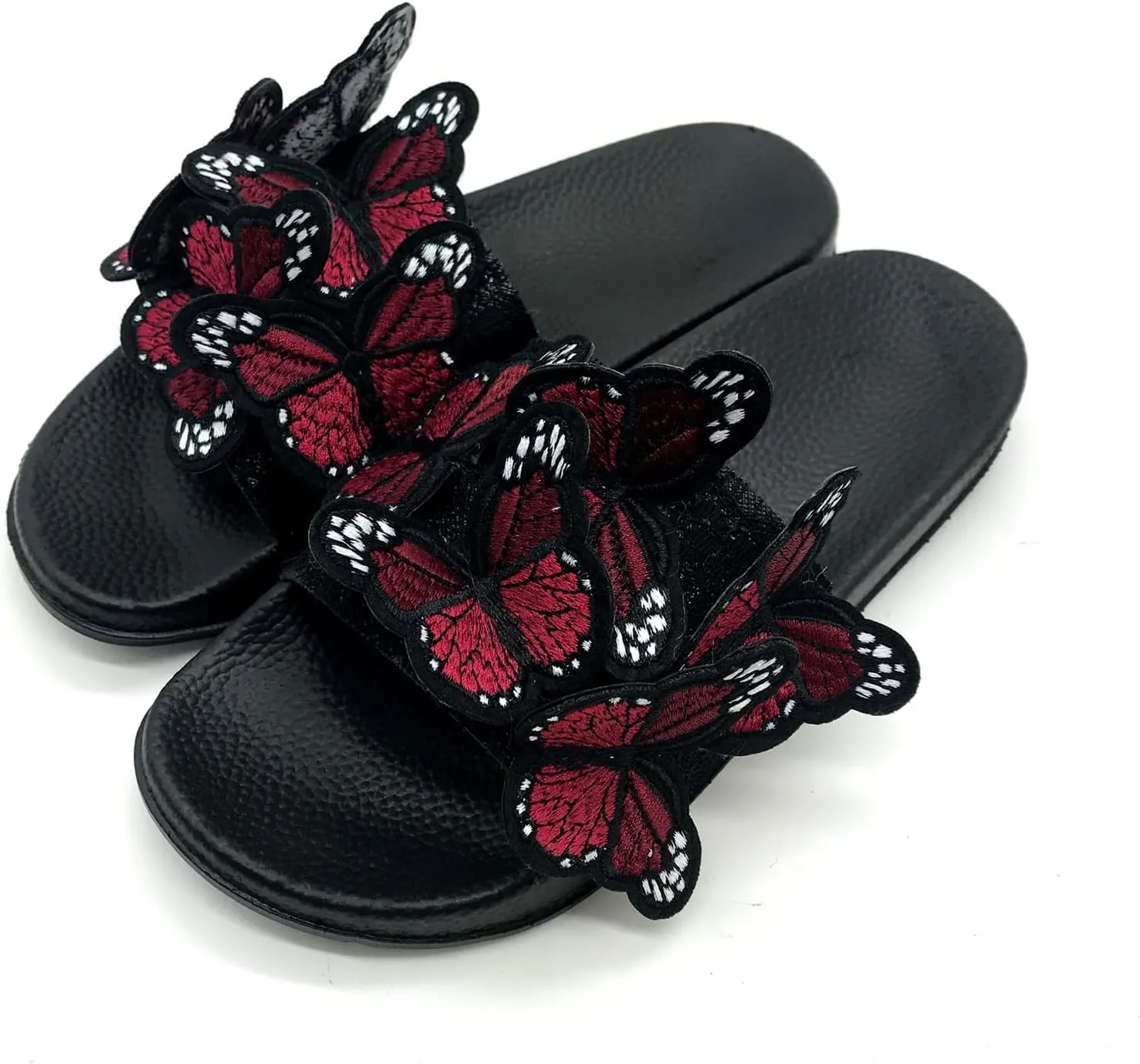 Women's Summer Flat Slide Sandals,Fashion Butterfly Sandals Summer Comfy Anti-Slip Open Toe Beach Slippers