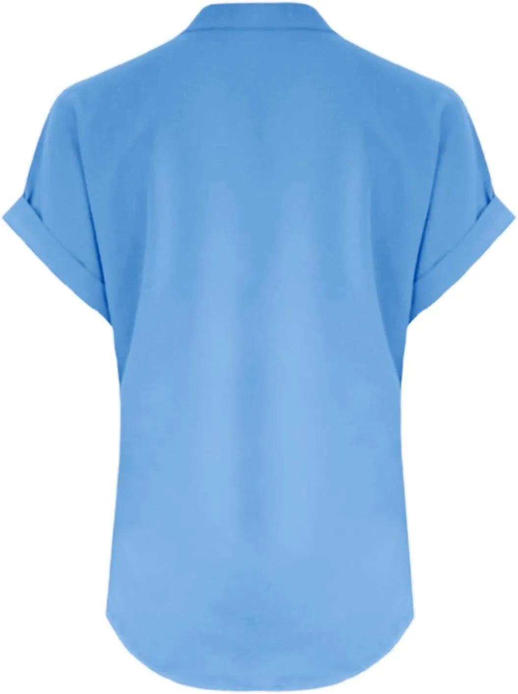 Women's T-Shirts 2025 Summer Trendy Cotton Roll-Up Sleeve Shirts Dressy Casual Button V Neck Blouse Loose Gauze Top