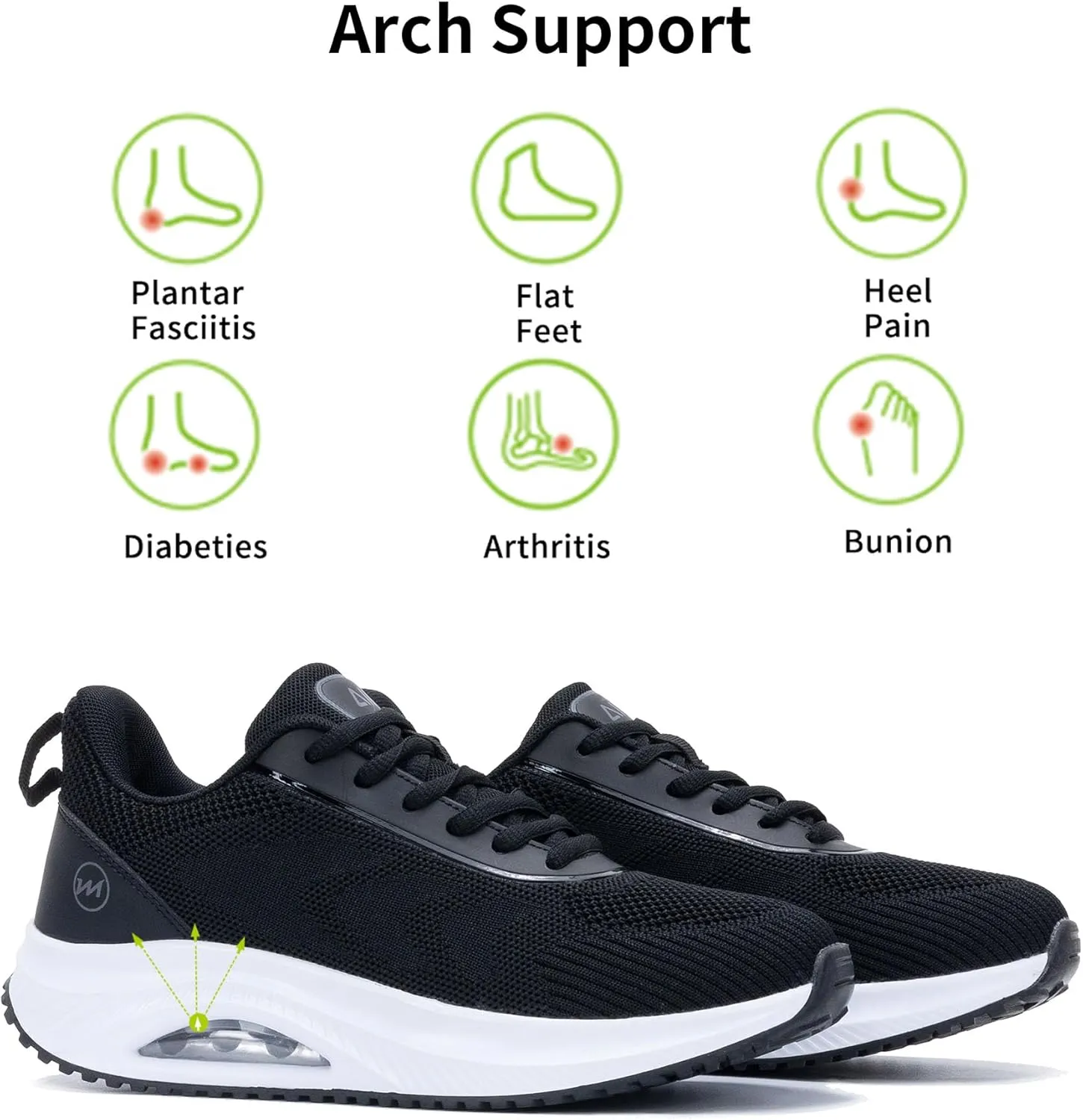Womens Walking Shoes Arch Support Orthotic Fashion Sneakers Tennis Shoes for Plantar Fasciitis Pain Relief Pain Relief US 5.5-11