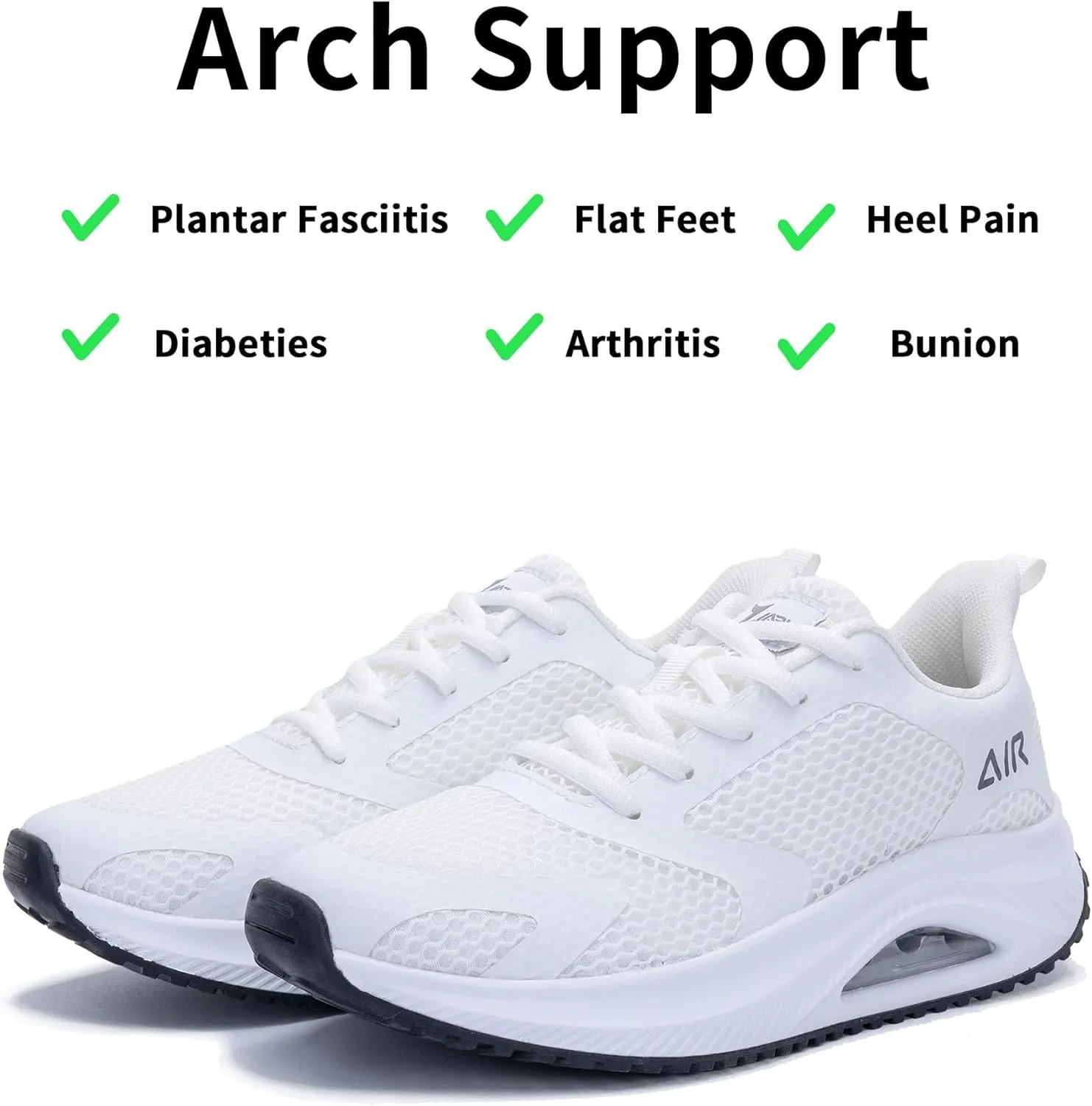 Women's Walking Shoes Arch Support Orthotic Sneakers Comfortable Air Tennis Shoes for Plantar Fasciitis Pain Relief US 6-11