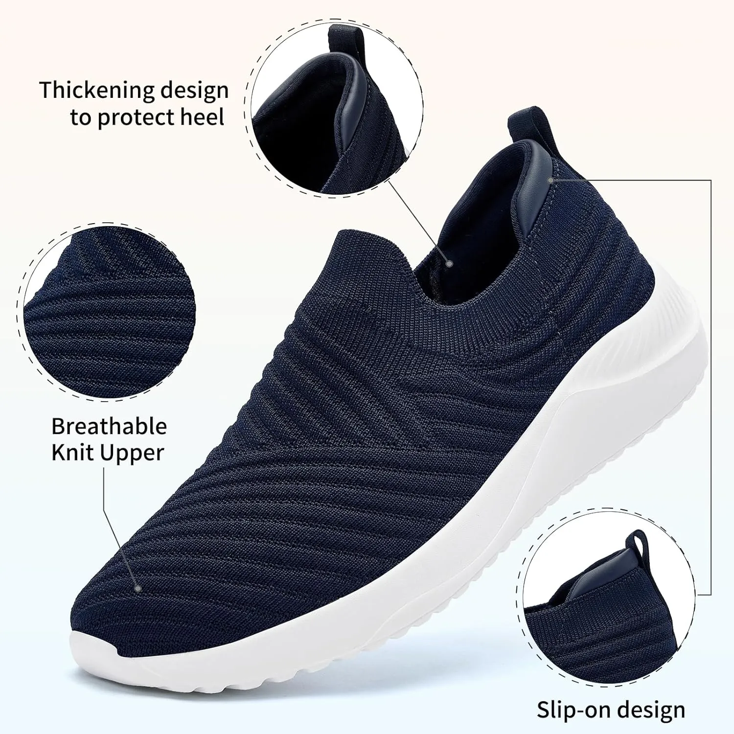 Womens Walking Shoes Slip on Sneakers Comfortable Knitted Mesh Sneakers Lightweight Casual Work Shoes