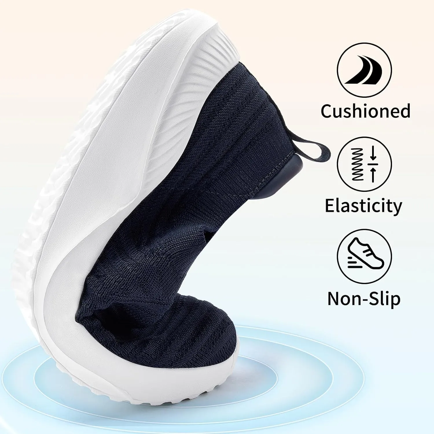 Womens Walking Shoes Slip on Sneakers Comfortable Knitted Mesh Sneakers Lightweight Casual Work Shoes