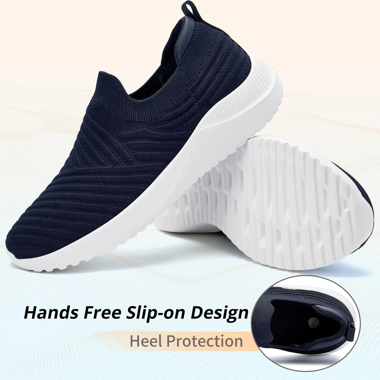 Womens Walking Shoes Slip on Sneakers Comfortable Knitted Mesh Sneakers Lightweight Casual Work Shoes