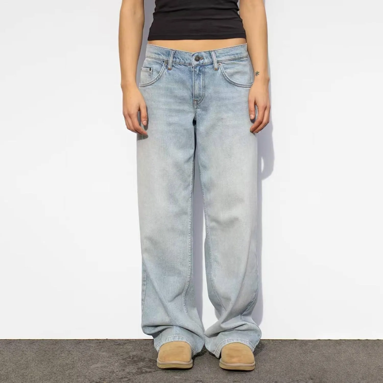 Women's Y2K Baggy Jeans Trendy Low Rise Jeans Casual Straight Leg Jeans Loose Boyfriend Denim Pants Fall Outfits