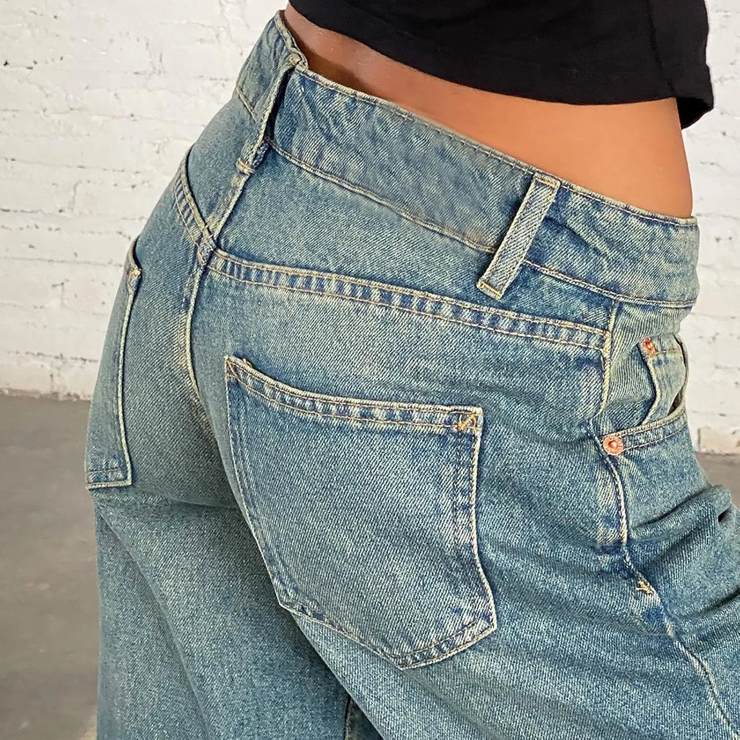 Women's Y2K Baggy Jeans Trendy Low Rise Jeans Casual Straight Leg Jeans Loose Boyfriend Denim Pants Fall Outfits