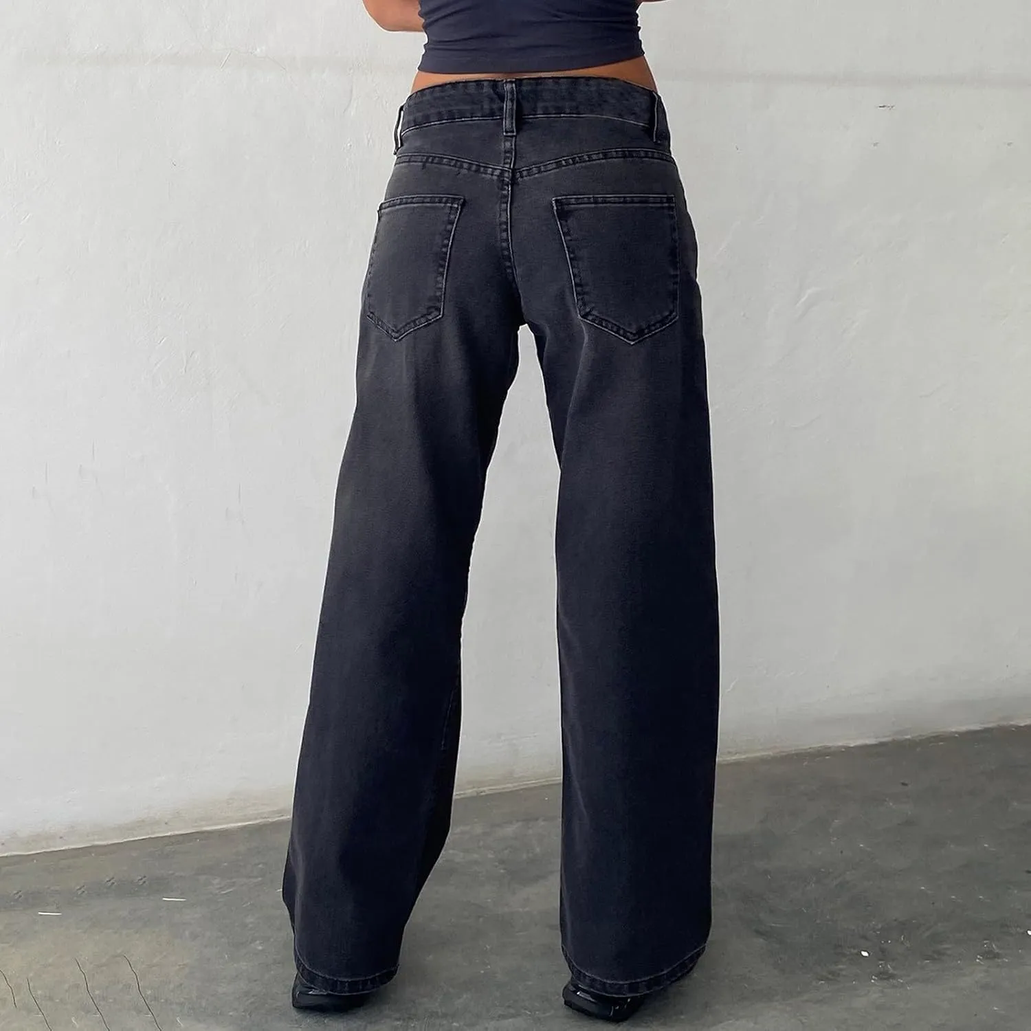 Women's Y2K Baggy Jeans Trendy Low Rise Jeans Casual Straight Leg Jeans Loose Boyfriend Denim Pants Fall Outfits