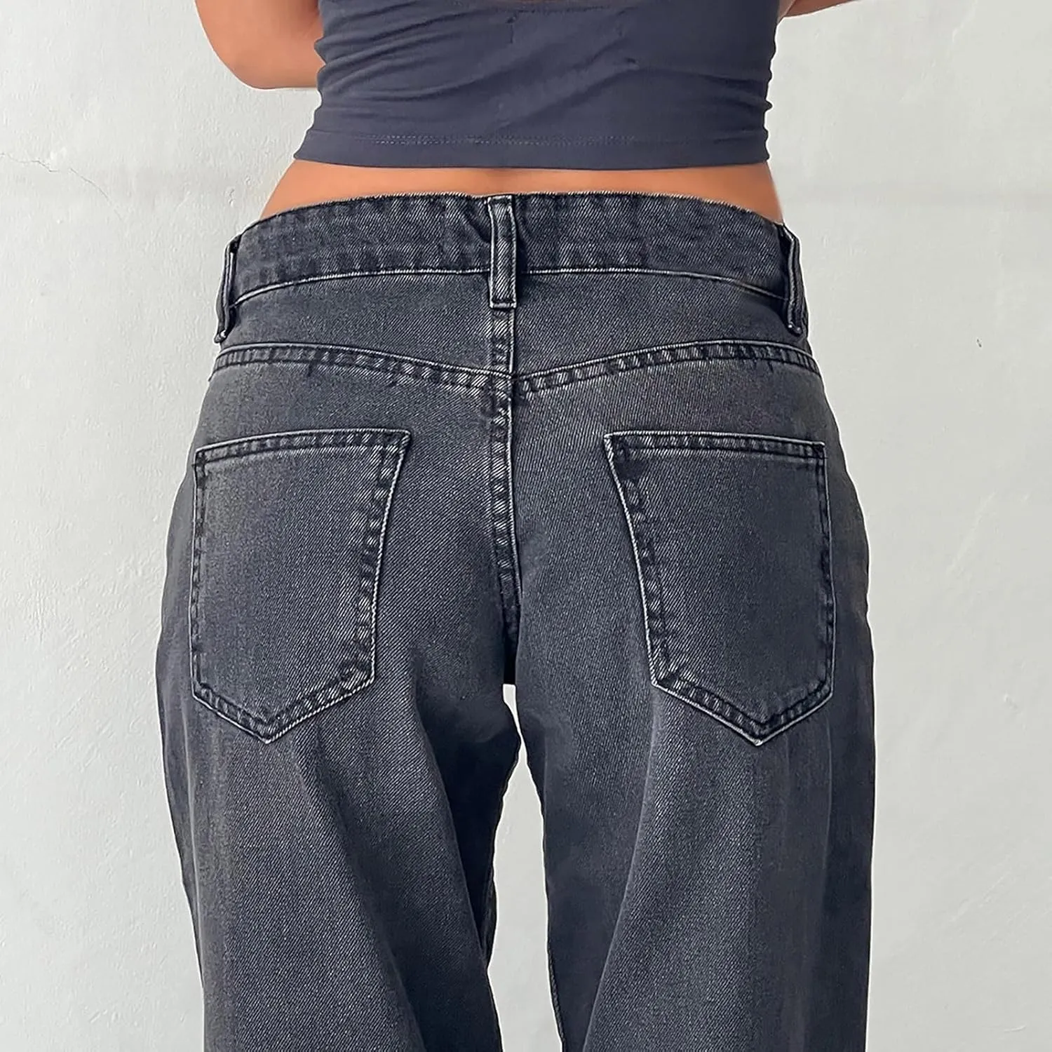 Women's Y2K Baggy Jeans Trendy Low Rise Jeans Casual Straight Leg Jeans Loose Boyfriend Denim Pants Fall Outfits
