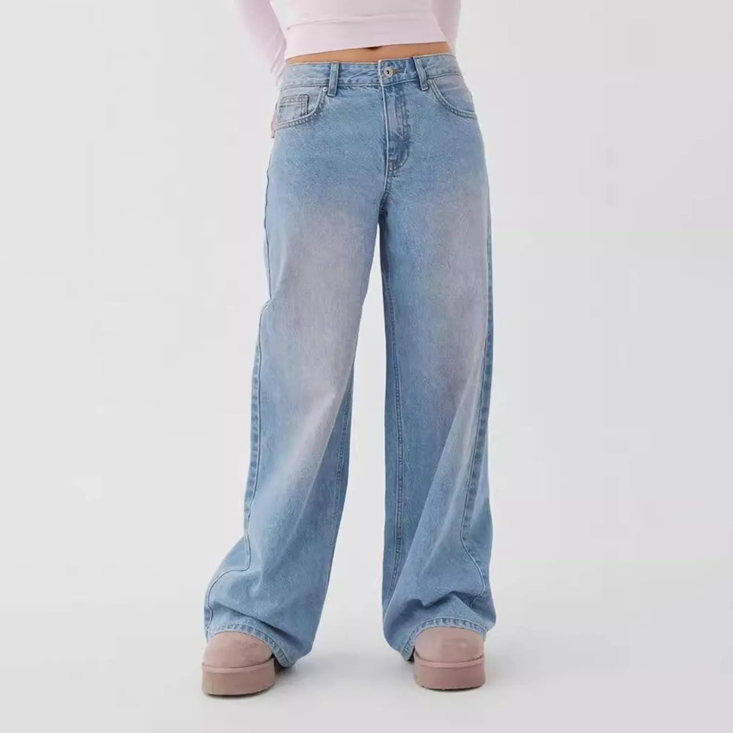 Women's Y2K Baggy Jeans Trendy Low Rise Jeans Casual Straight Leg Jeans Loose Boyfriend Denim Pants Fall Outfits