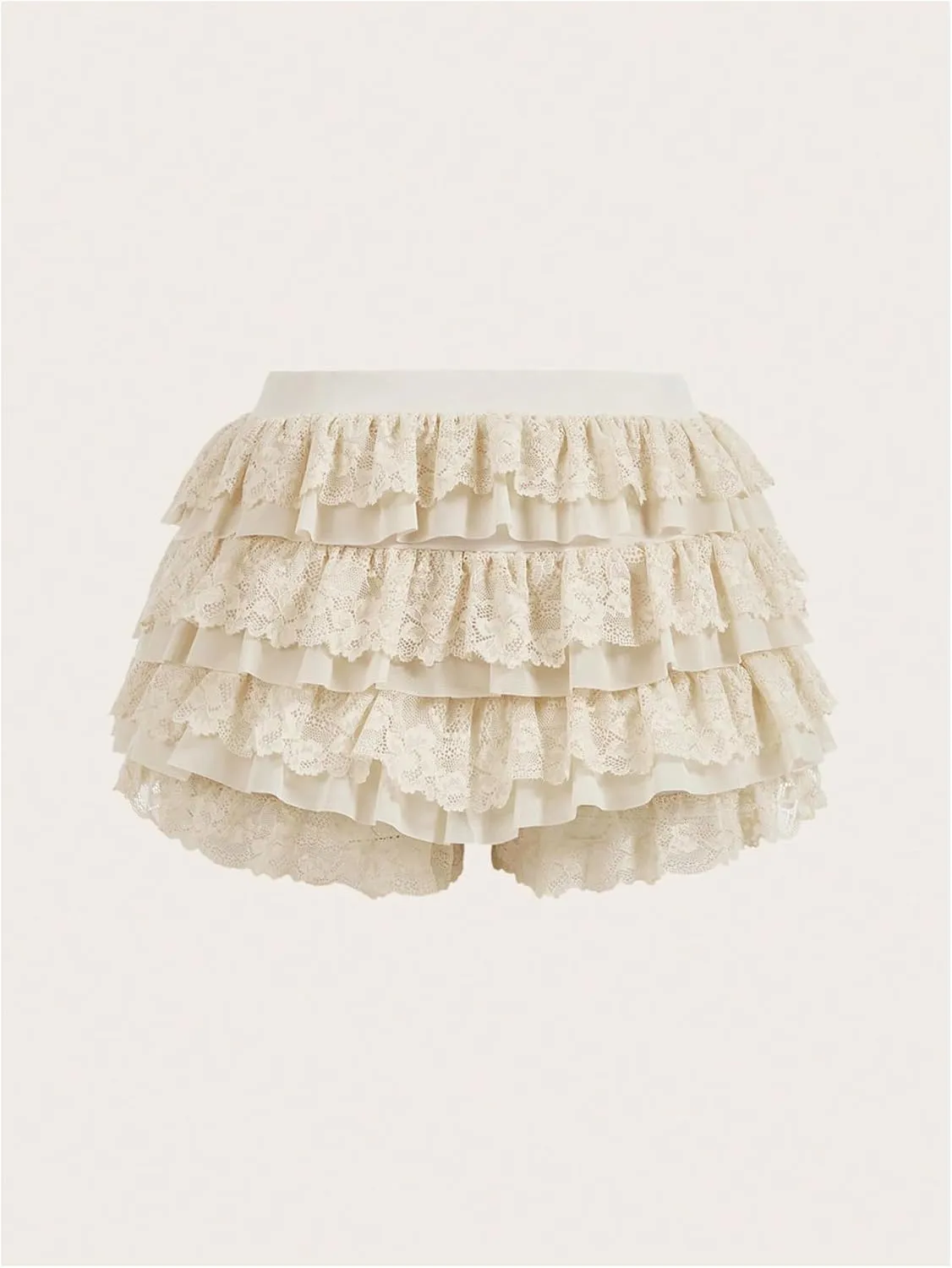 Women's Y2k Ruffle Shorts Lace Lolita Bloomers Elastic Waist Bow Front Shorts Micro Boyshorts
