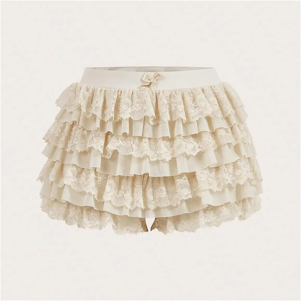 Women's Y2k Ruffle Shorts Lace Lolita Bloomers Elastic Waist Bow Front Shorts Micro Boyshorts