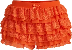 Women's Y2k Ruffle Shorts Lace Lolita Bloomers Elastic Waist Bow Front Shorts Micro Boyshorts