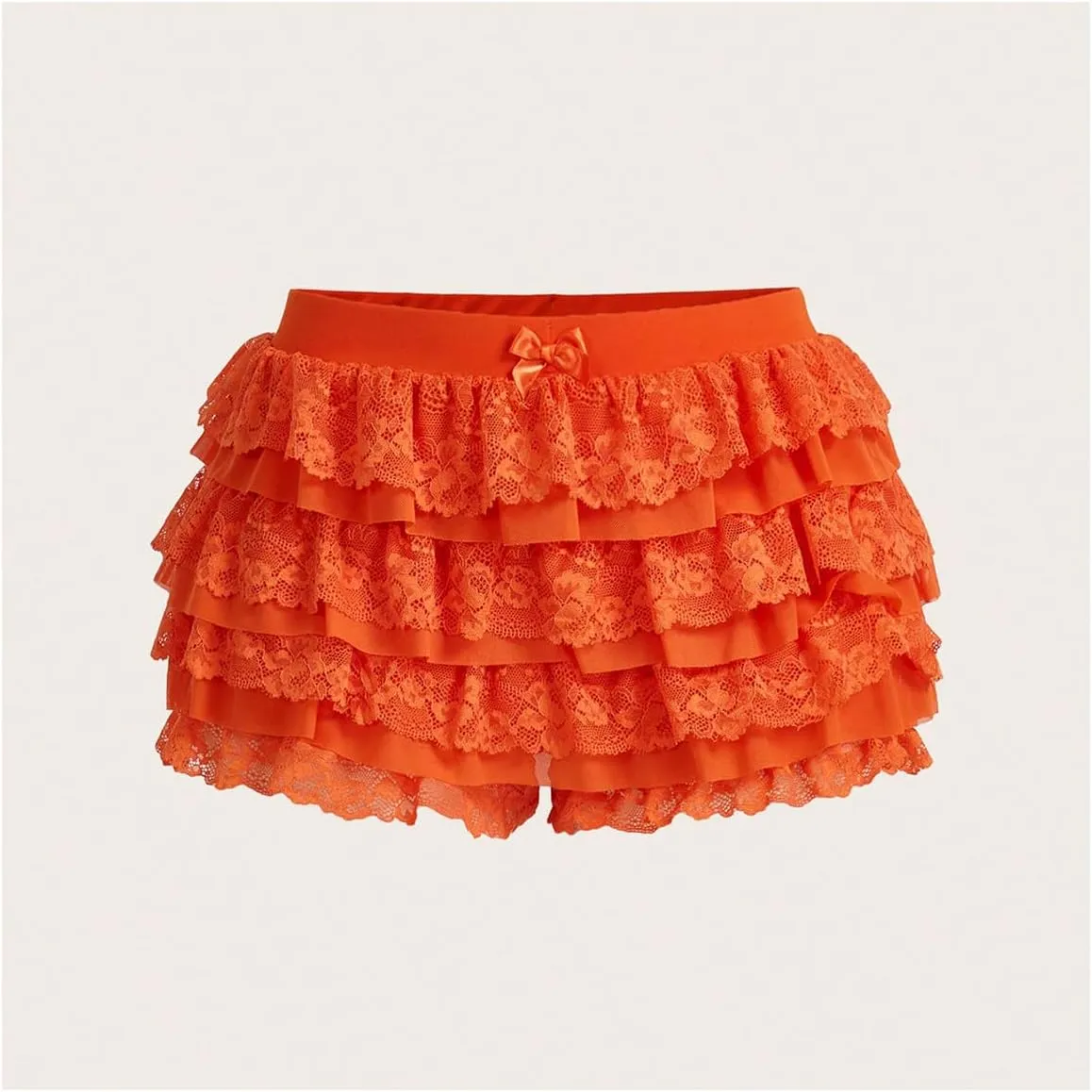 Women's Y2k Ruffle Shorts Lace Lolita Bloomers Elastic Waist Bow Front Shorts Micro Boyshorts