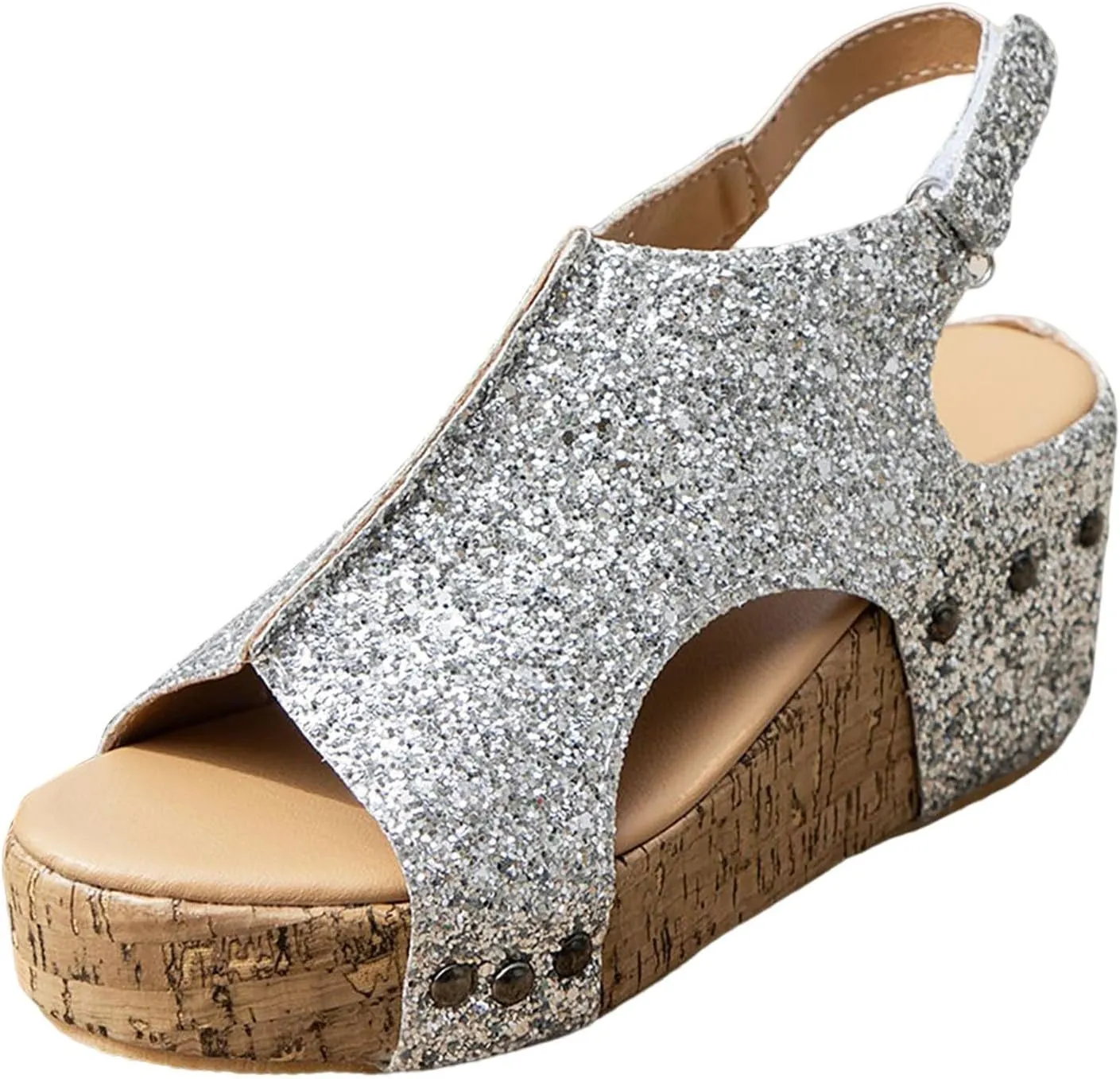 Womenyiaor Wedge Sandals for Women 2025, Women's Platform Wedge Sandals Comfortable Open Toe Buckle Ankle Strap Espadrilles Wedges Cork Casual & Dressy Summer Shoes
