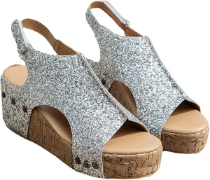 Womenyiaor Wedge Sandals for Women 2025, Women's Platform Wedge Sandals Comfortable Open Toe Buckle Ankle Strap Espadrilles Wedges Cork Casual & Dressy Summer Shoes