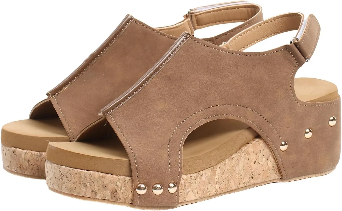Womenyiaor Wedge Sandals for Women 2025, Women's Platform Wedge Sandals Comfortable Open Toe Buckle Ankle Strap Espadrilles Wedges Cork Casual & Dressy Summer Shoes