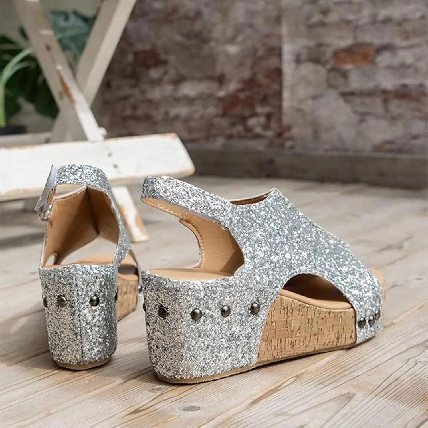 Womenyiaor Wedge Sandals for Women 2025, Women's Platform Wedge Sandals Comfortable Open Toe Buckle Ankle Strap Espadrilles Wedges Cork Casual & Dressy Summer Shoes