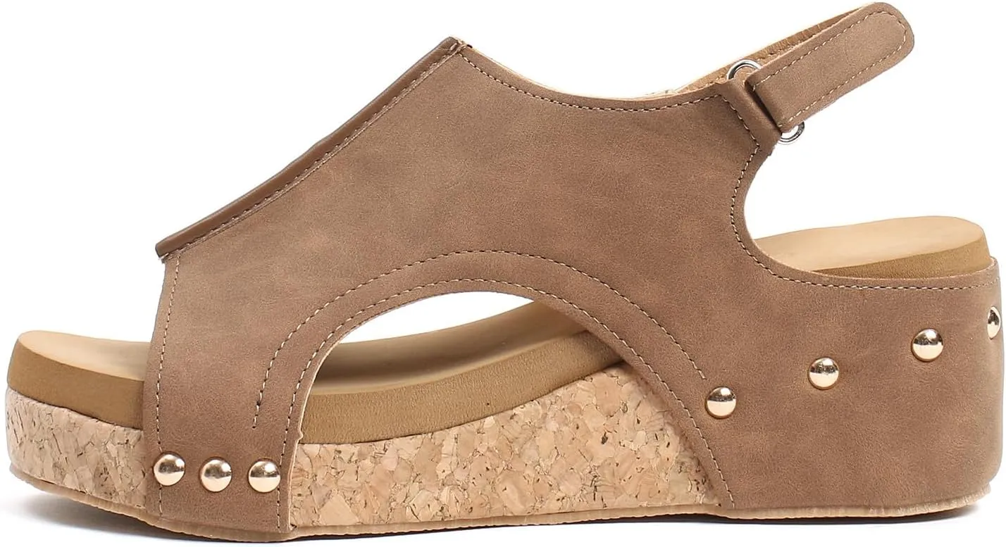Womenyiaor Wedge Sandals for Women 2025, Women's Platform Wedge Sandals Comfortable Open Toe Buckle Ankle Strap Espadrilles Wedges Cork Casual & Dressy Summer Shoes