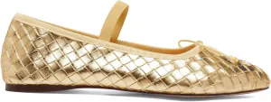 Woven Ballet Flats for Women Almond Toe Mary Jane Flats Stretch Band Bow Ballerina Shoes