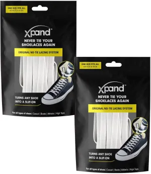 Xpand No Tie Elastic Shoe Laces 2Pack. No Show Lace Locks. Tieless Stretch Comfort for Athletes and Runners