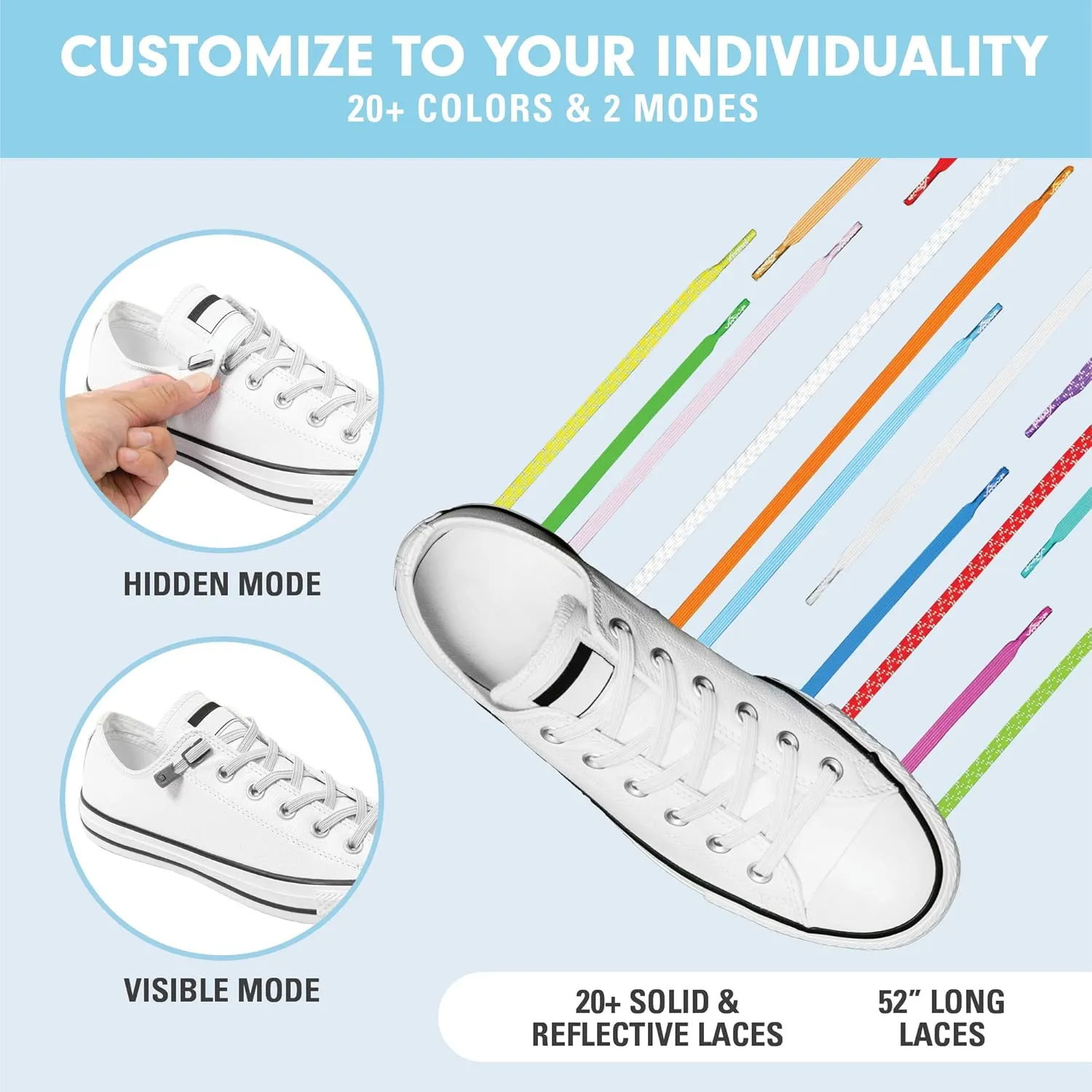 Xpand No Tie Elastic Shoe Laces 2Pack. No Show Lace Locks. Tieless Stretch Comfort for Athletes and Runners
