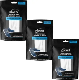 Xpand Round No Tie Shoelaces - Elastic Lacing System - One Size Fits All Adults and Kids Shoes (Pack of 3)