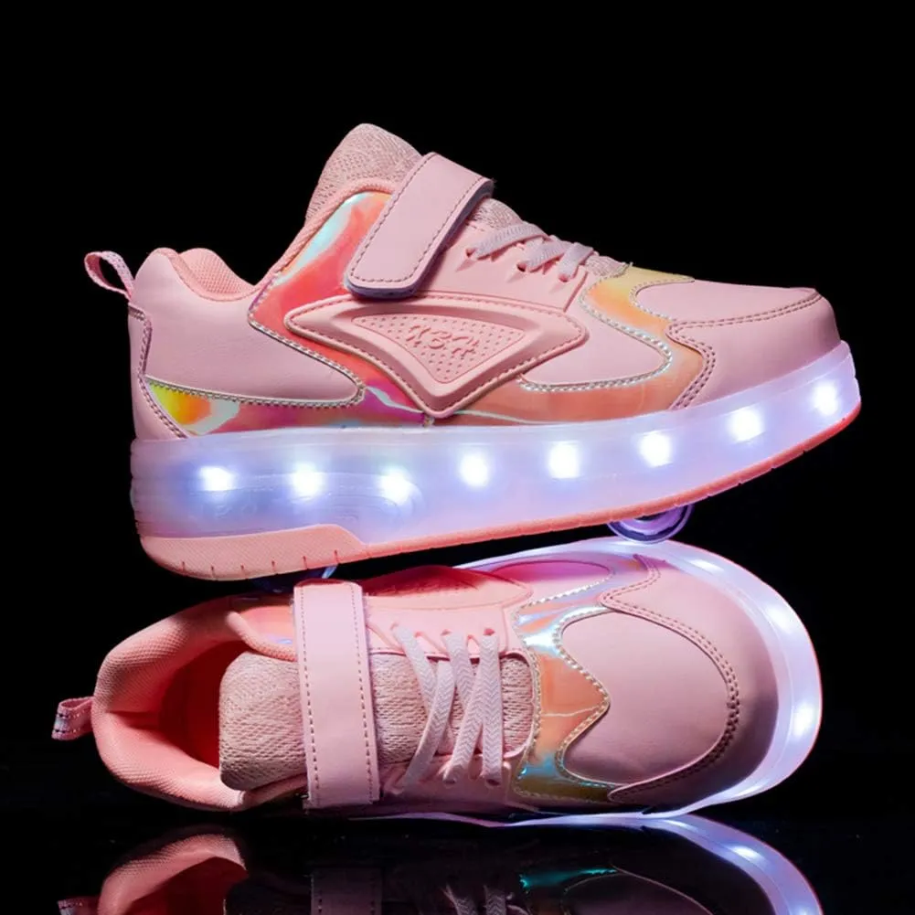 Ylllu Kids LED Roller Skate Shoes with Single Wheel Light up Roller Shoes Gift for Girls Boys Children