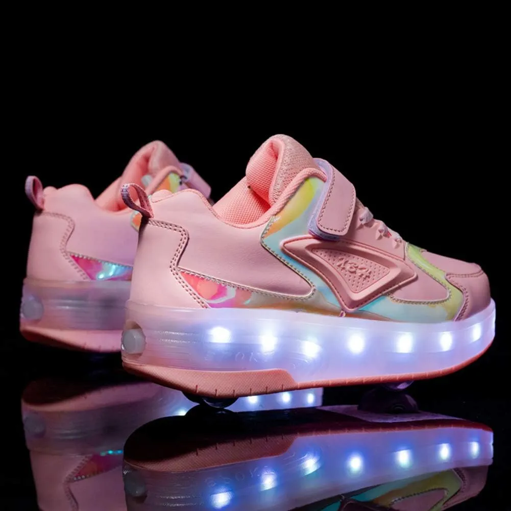 Ylllu Kids LED Roller Skate Shoes with Single Wheel Light up Roller Shoes Gift for Girls Boys Children