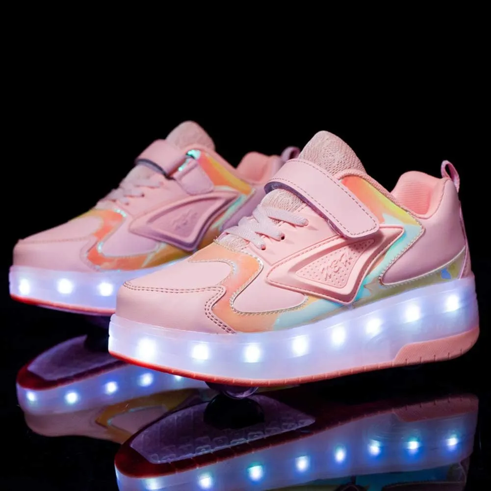 Ylllu Kids LED Roller Skate Shoes with Single Wheel Light up Roller Shoes Gift for Girls Boys Children