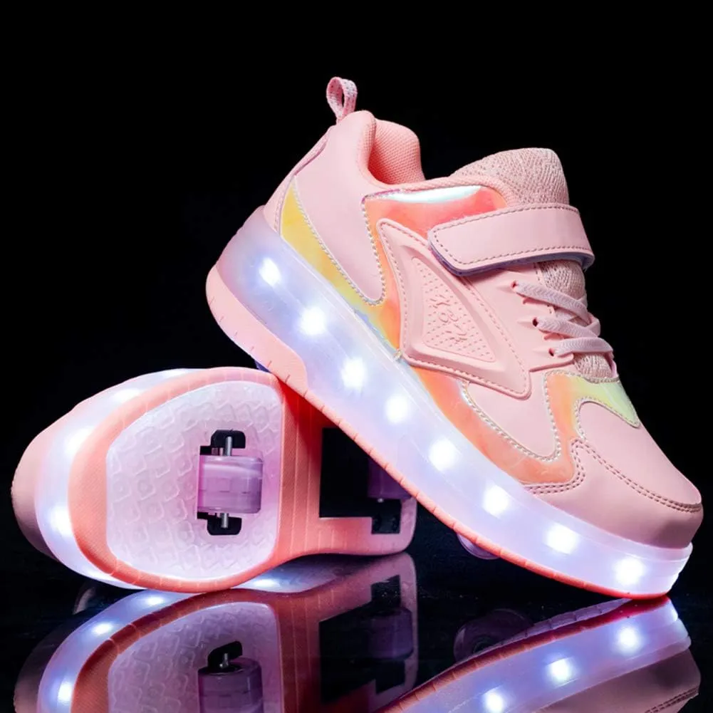 Ylllu Kids LED Roller Skate Shoes with Single Wheel Light up Roller Shoes Gift for Girls Boys Children