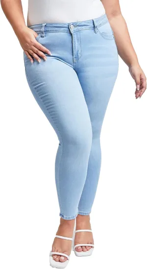 YMI Womens Wannabettabutt Mid-Rise Skinny Jean Made with Recycled Fibers