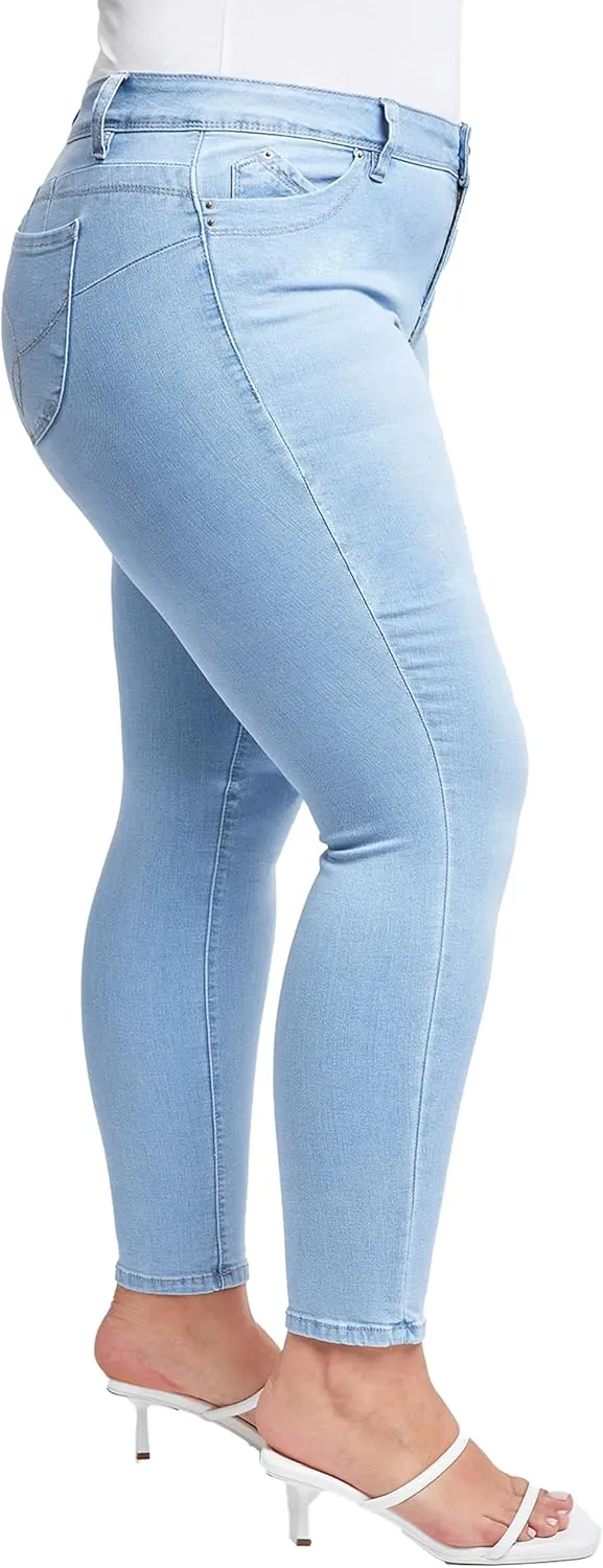 YMI Womens Wannabettabutt Mid-Rise Skinny Jean Made with Recycled Fibers
