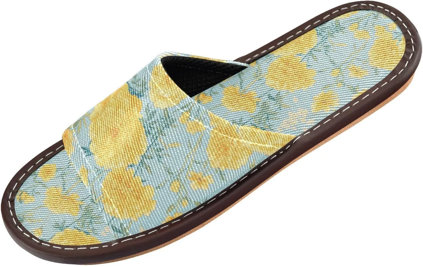 Yuiboo Marigold Flowers Blue Men Women Bedroom Slippers Summer Non Slip Sandals for Home Indoor Indoor