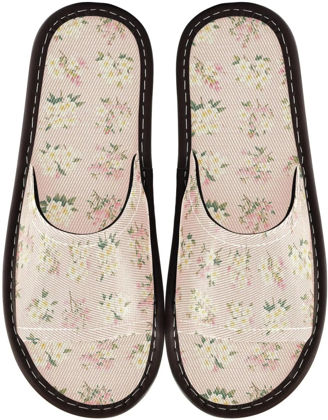 Yuiboo Pink FLOWER and whites Bouquet Mens Bathroom Slippers Reusable Anti-slip Sandals for Beach Home Indoor