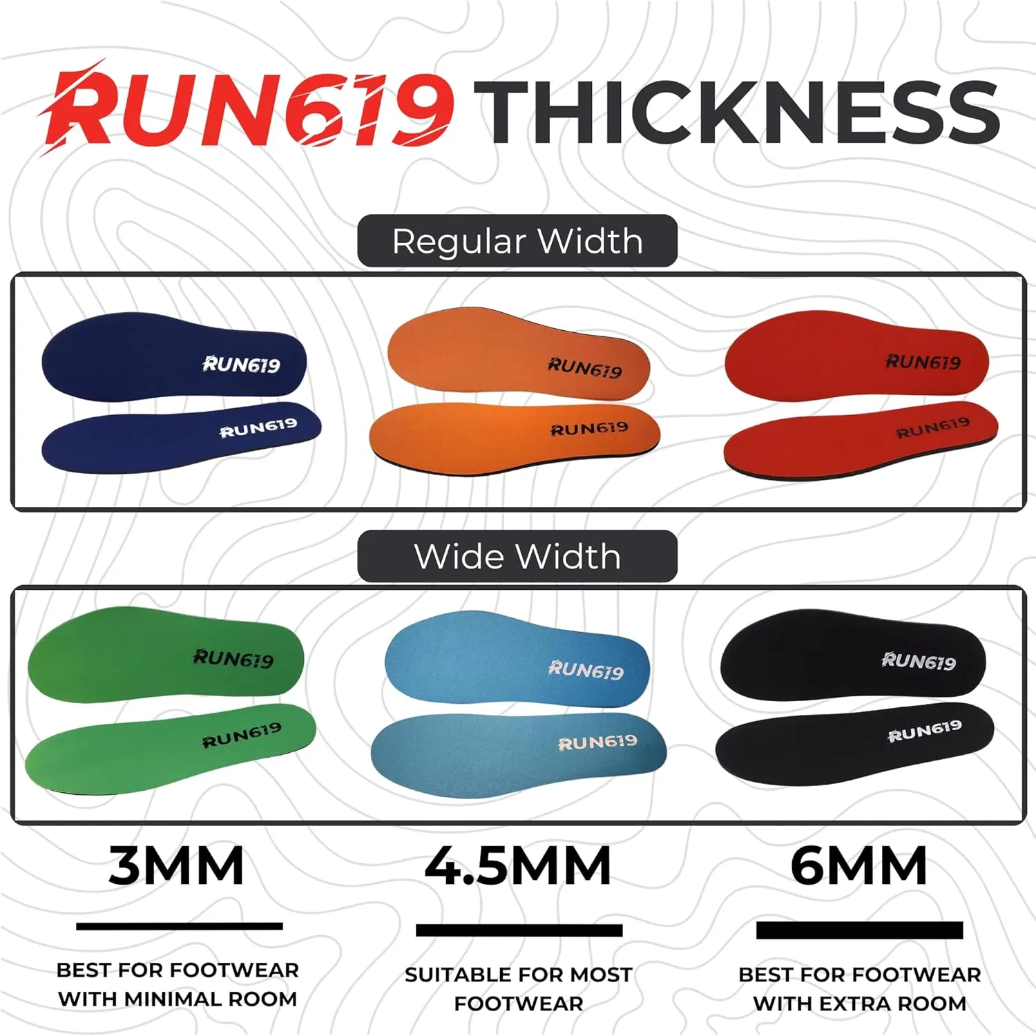 Zero Drop Shoe Insoles, Traditional Shape, Foot Forming, Regular Width - Thick, Firm, Flat Shoe Inserts - Men's 9-10 / Women's 10-11