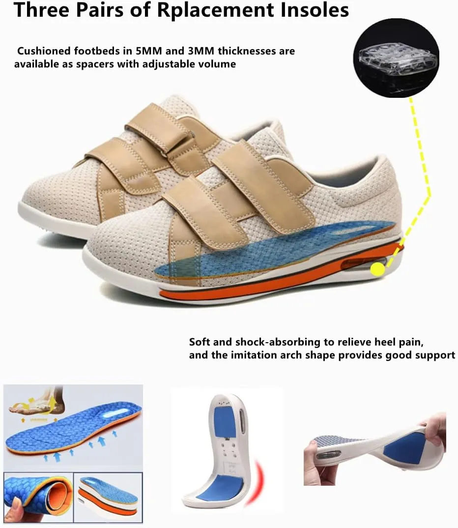 ZGDG Women Diabetic Shoes Wide Width Edema Comfy Shoes with Adjustable Strap Lightweight Non-Slip Orthopedic Walking Shoes for Elderly Hammertoe Arthritis Bunions Swollen Feet