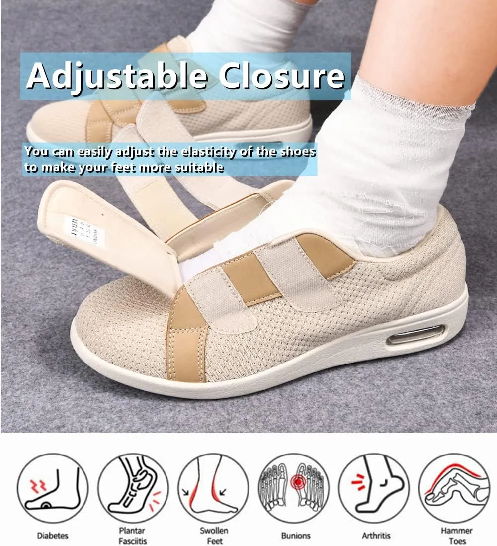 ZGDG Women Diabetic Shoes Wide Width Edema Comfy Shoes with Adjustable Strap Lightweight Non-Slip Orthopedic Walking Shoes for Elderly Hammertoe Arthritis Bunions Swollen Feet