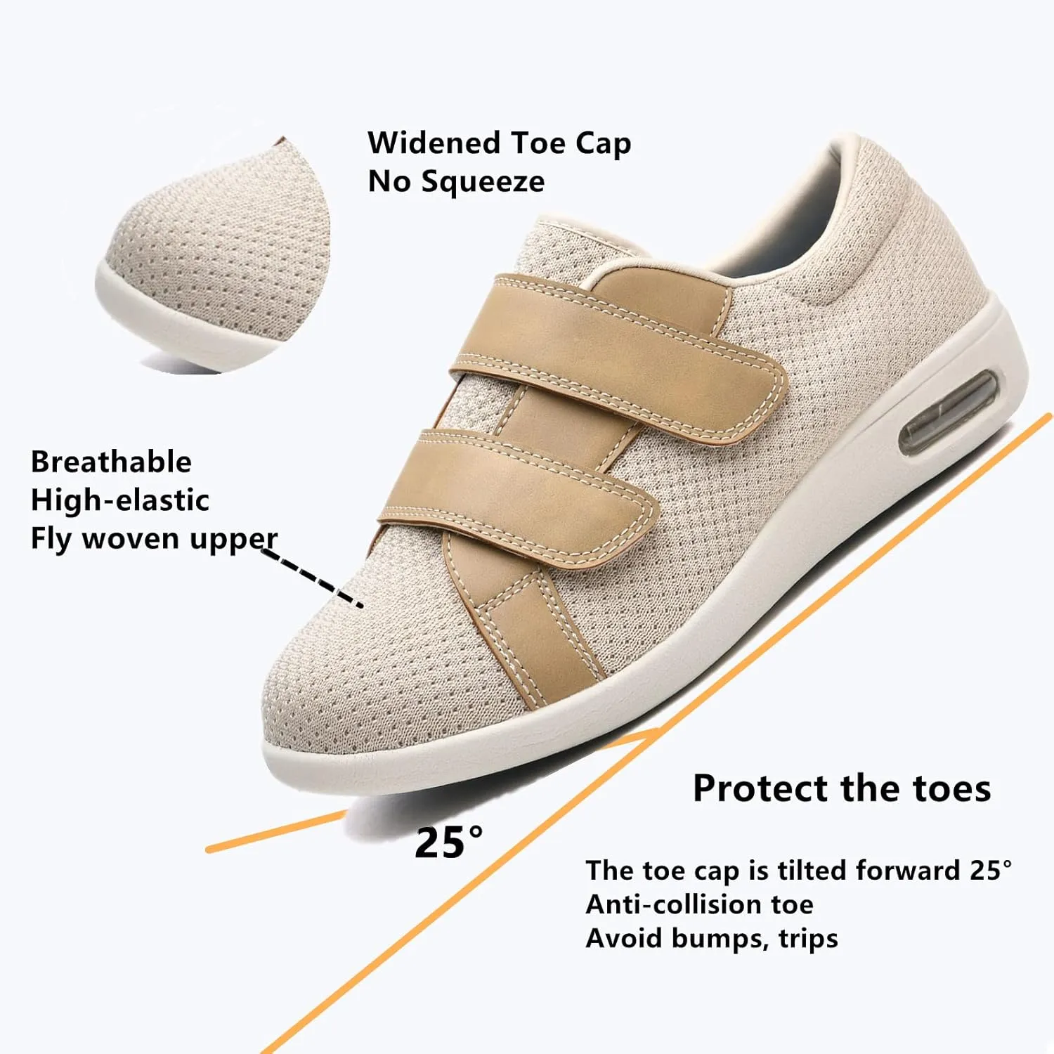 ZGDG Women Diabetic Shoes Wide Width Edema Comfy Shoes with Adjustable Strap Lightweight Non-Slip Orthopedic Walking Shoes for Elderly Hammertoe Arthritis Bunions Swollen Feet