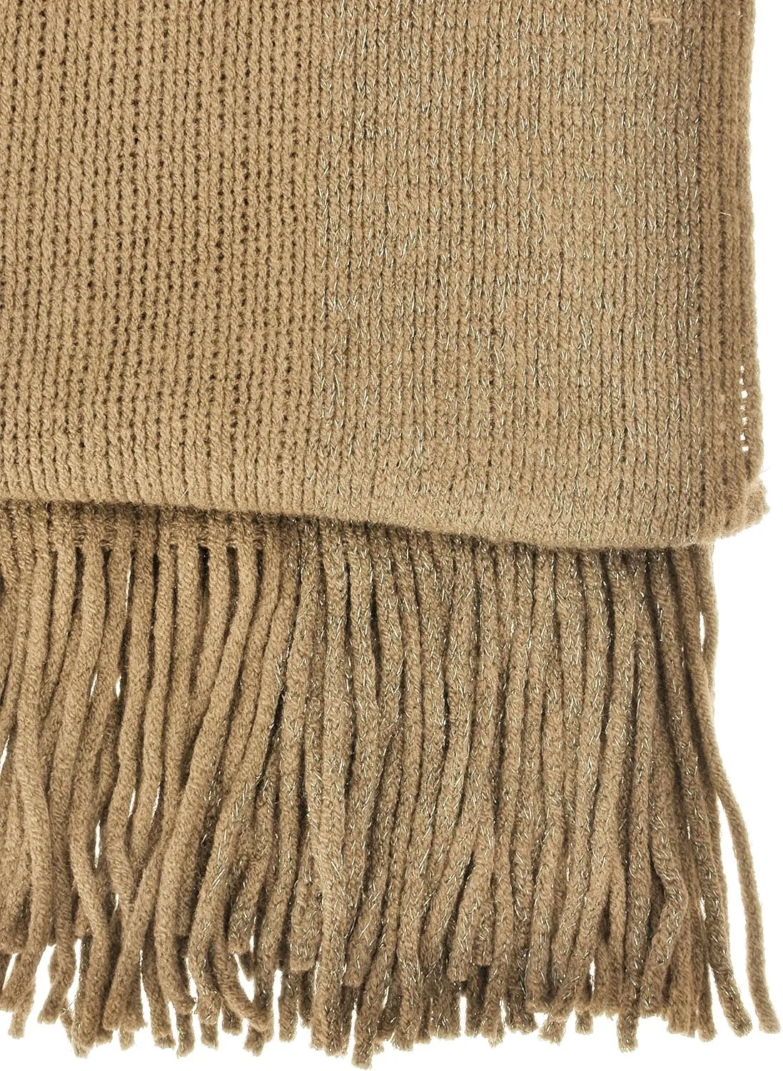 ZLYC Women's Shawl Golden Trim Knit Blanket Wrap Fringe Poncho Coat Cardigan